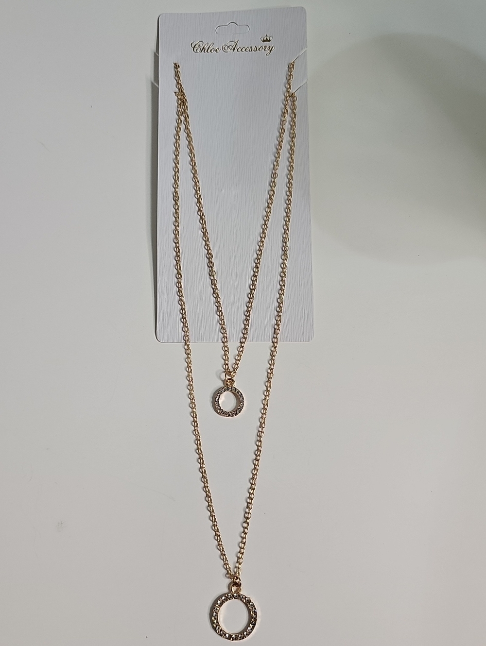 Rose Gold-toned Double-Layer Circle Pendant Necklace